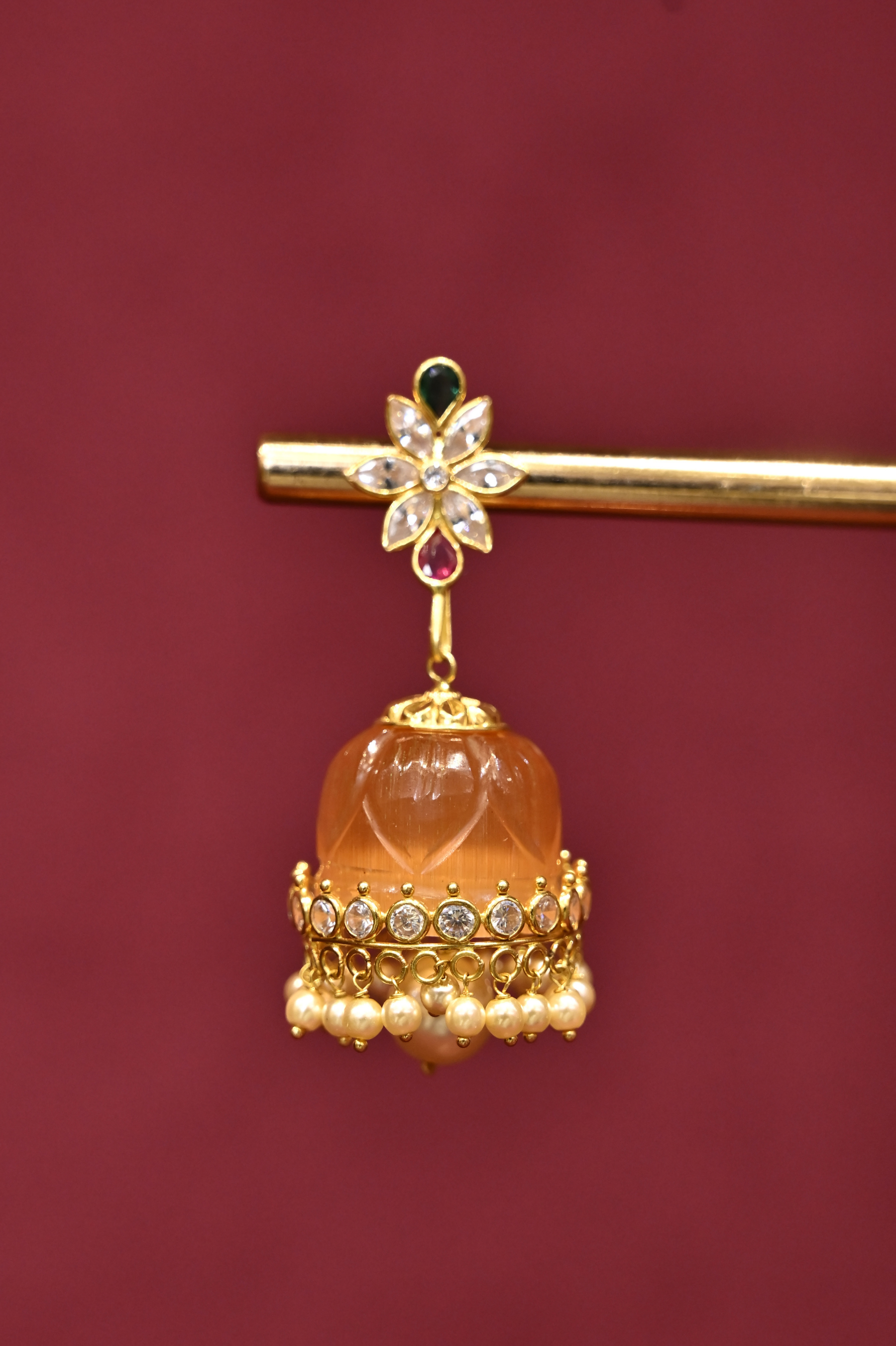 Interchangeable Stone Jhumka Earrings | Multiple Color Options
