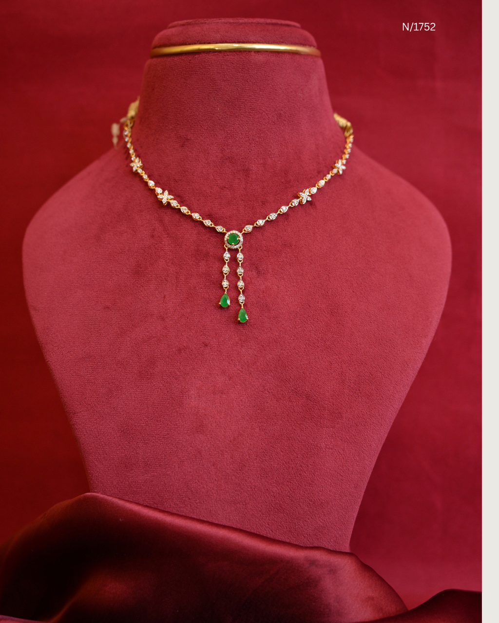 Modern CZ & Emerald Halo Dual-Drop Y-Necklace | SKU: N/1752