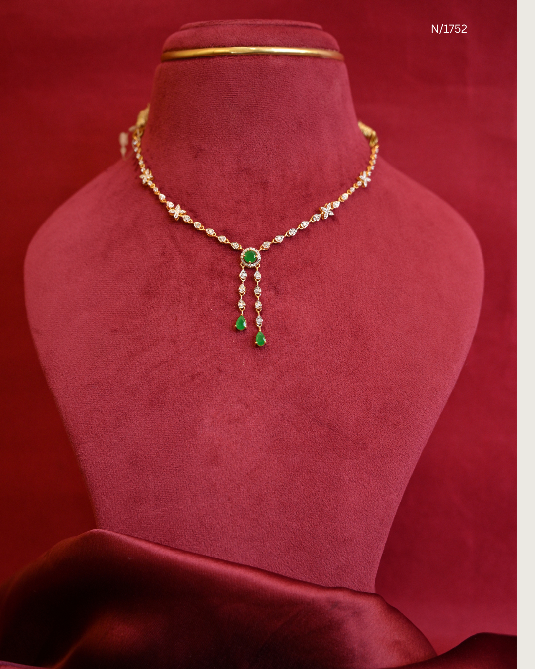 Modern CZ & Emerald Halo Dual-Drop Y-Necklace | SKU: N/1752
