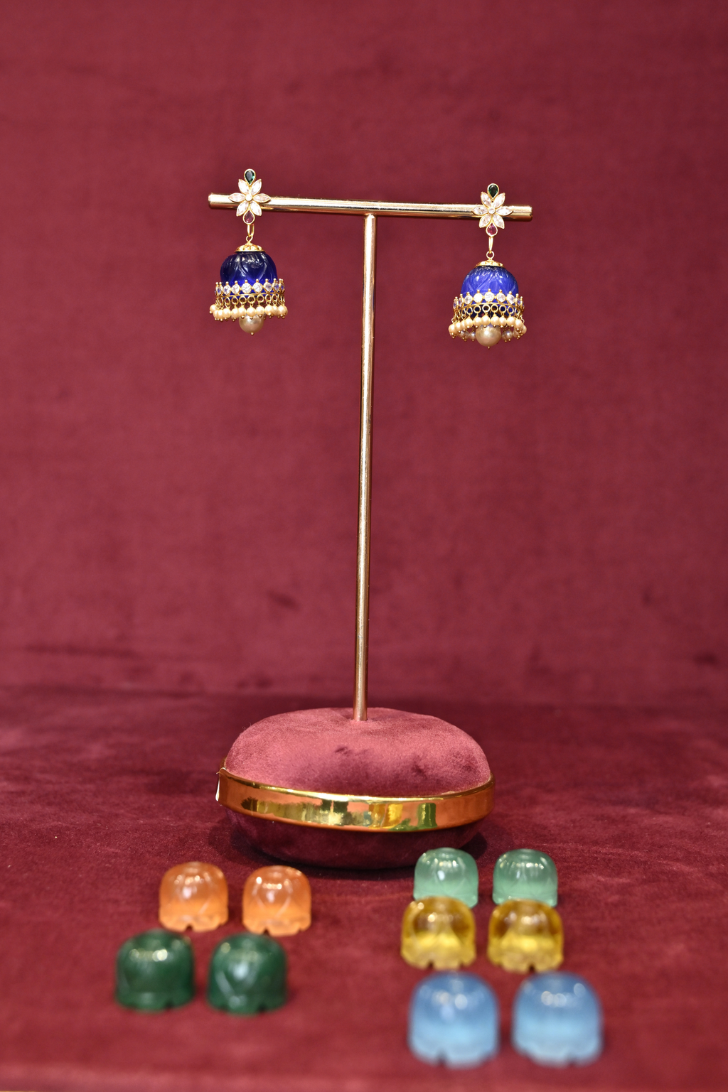 Interchangeable Stone Jhumka Earrings | Multiple Color Options