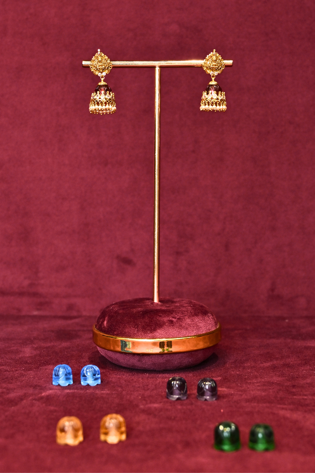 Interchangeable Stone Jhumka Earrings | Multiple Color Options