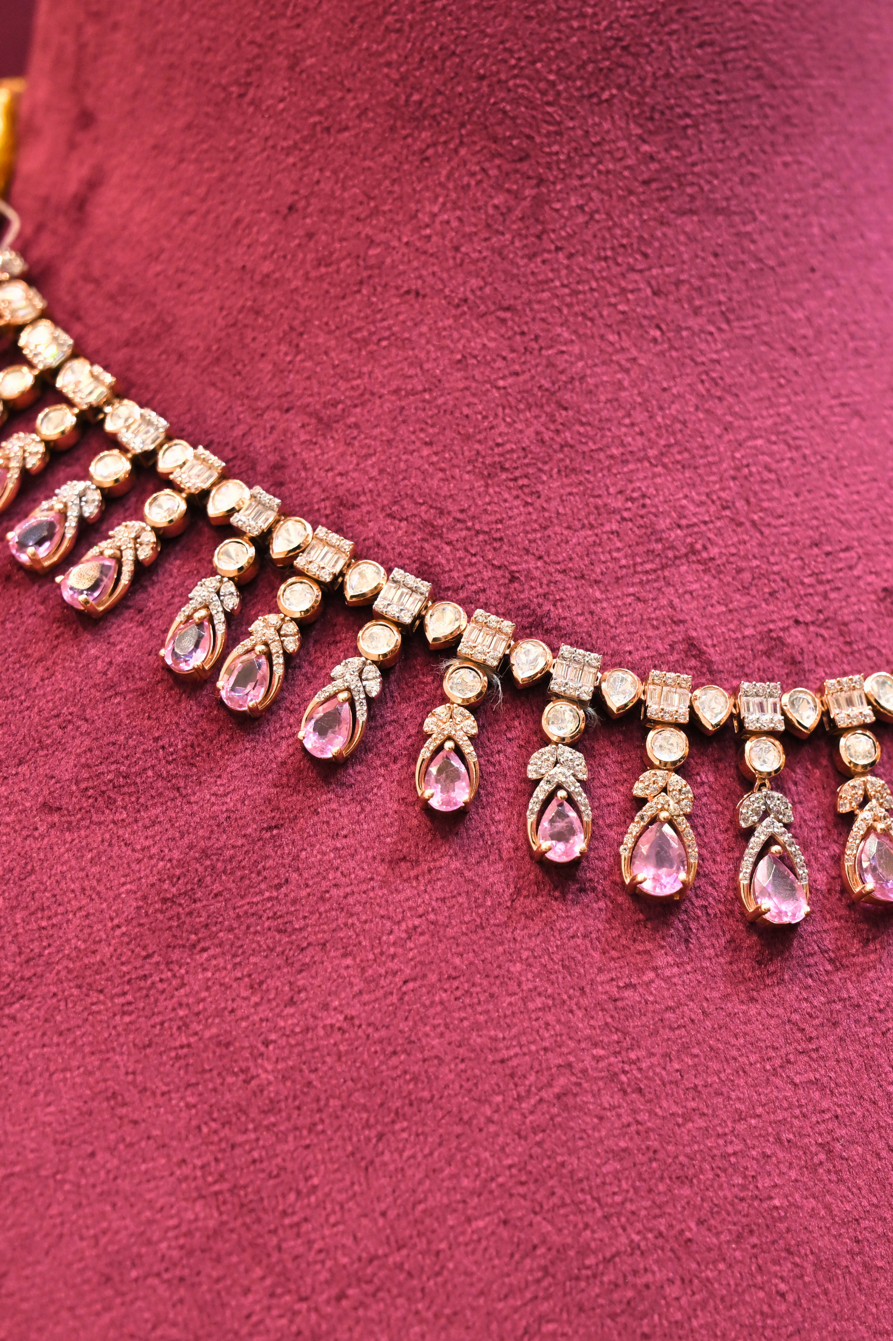 Pink Crystal Drop Necklace