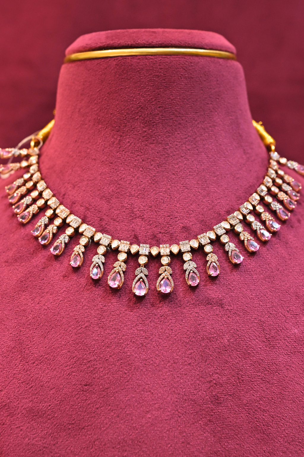 Pink Crystal Drop Necklace