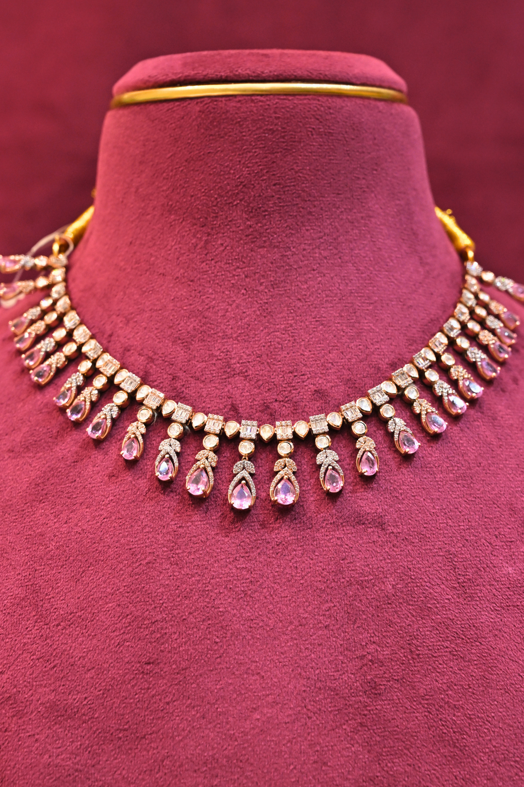 Pink Crystal Drop Necklace