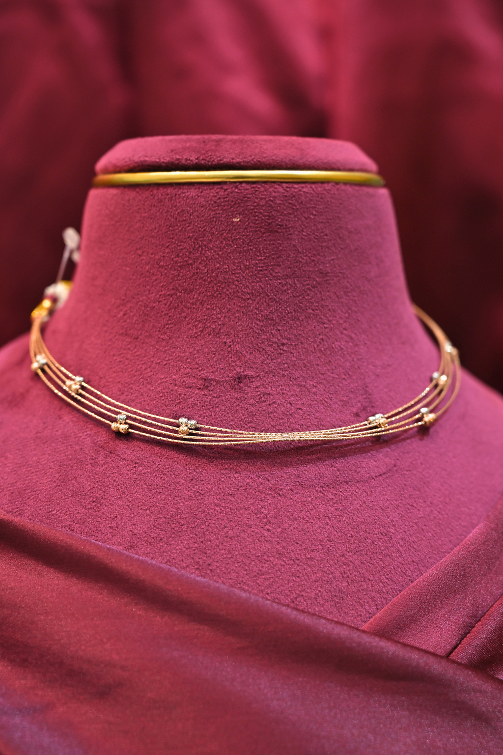 Minimalist Multi-Strand Diamond Accent Choker Necklace