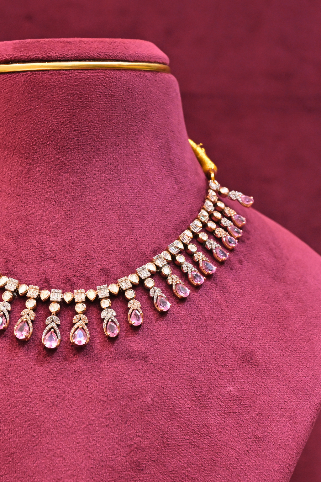 Pink Crystal Drop Necklace