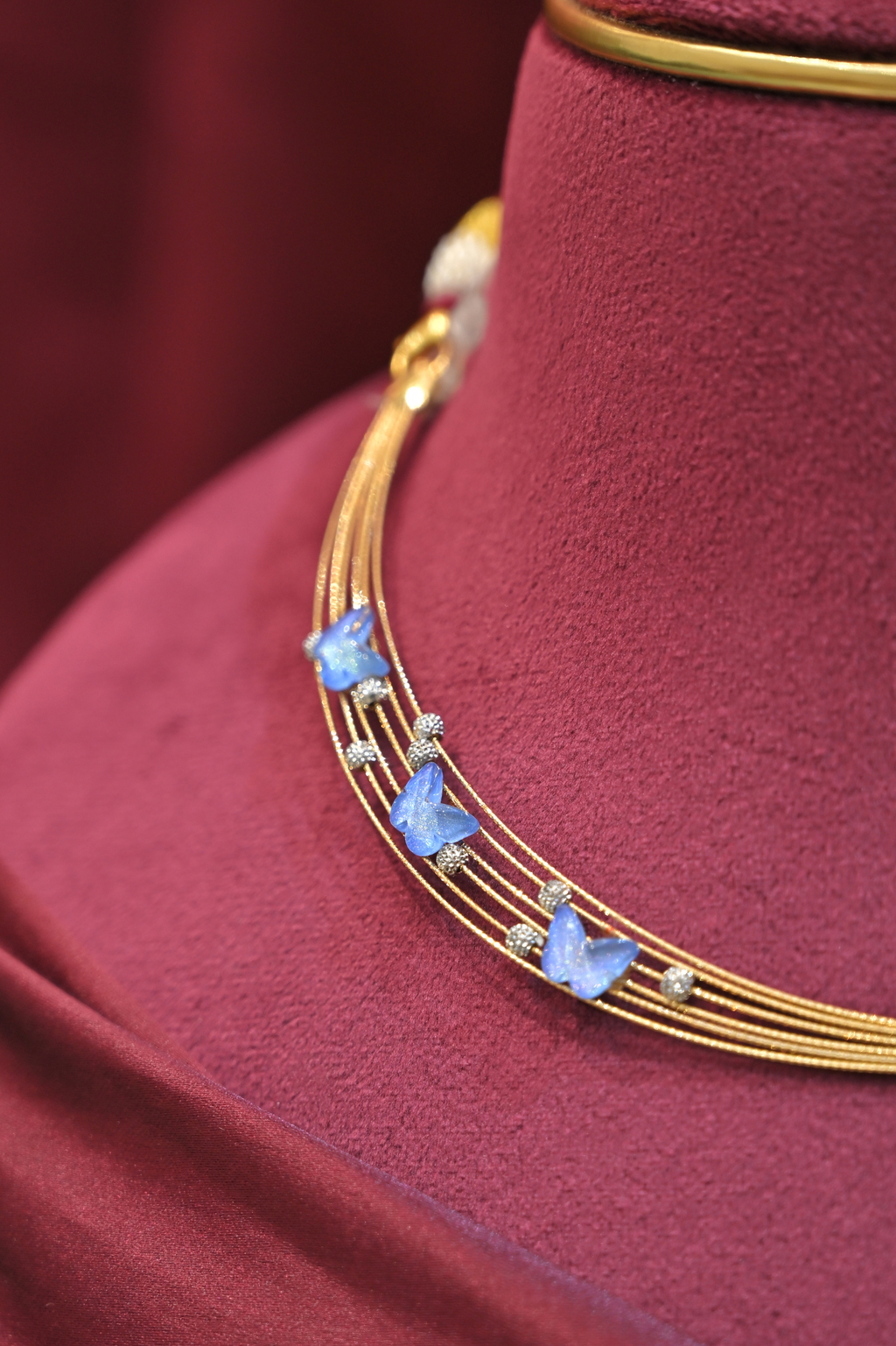 Blue Butterfly Multi-Strand Designer Choker Necklace