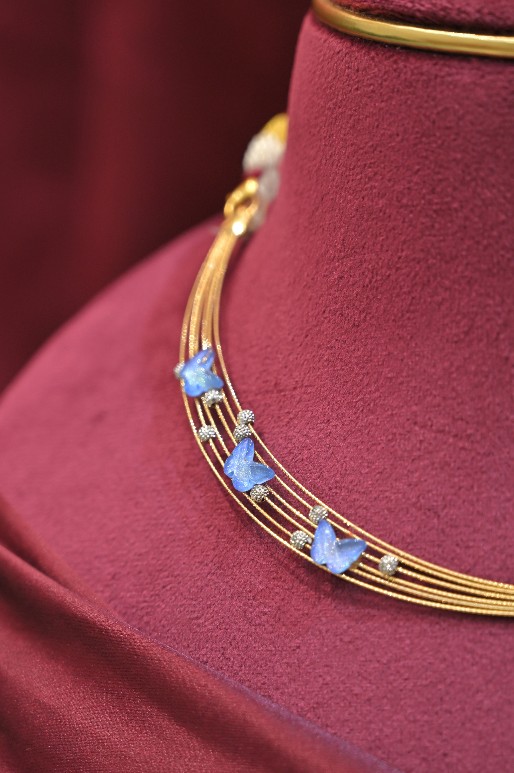 Blue Butterfly Multi-Strand Designer Choker Necklace