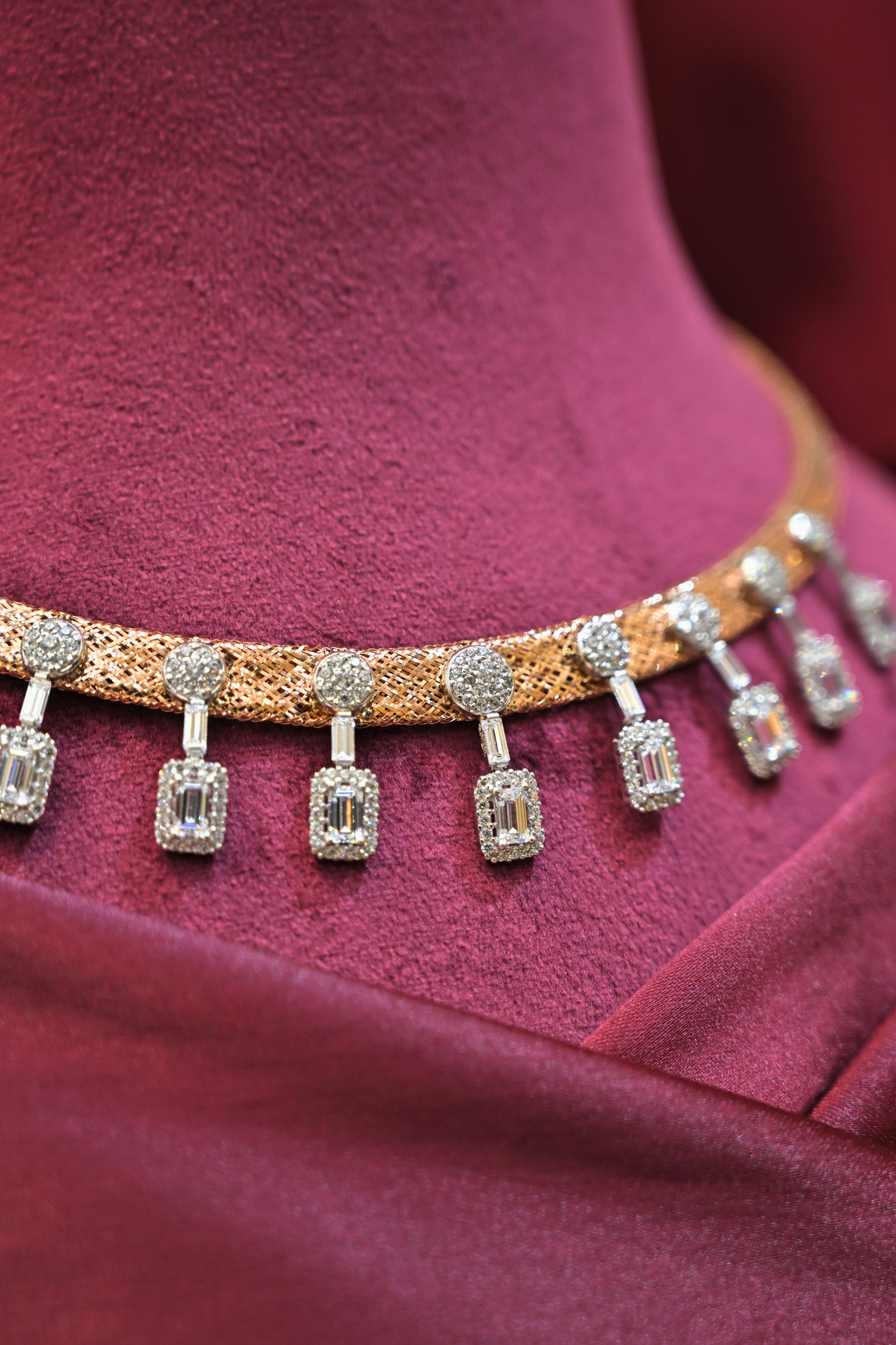 Diamond Drop Fringe Designer Choker Necklace