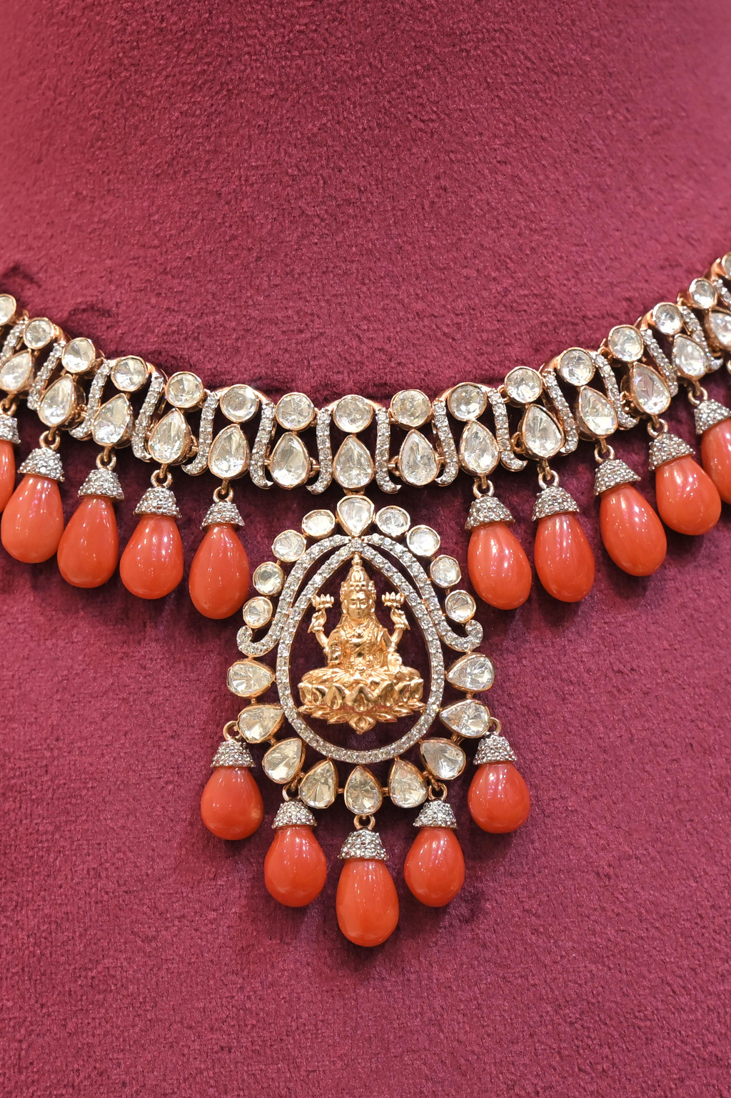Lakshmi Coral Drop Necklace Set