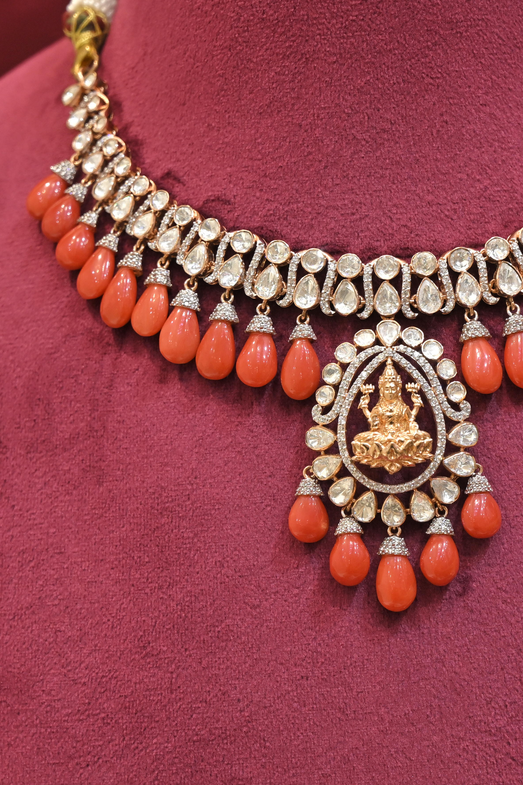 Lakshmi Coral Drop Necklace Set