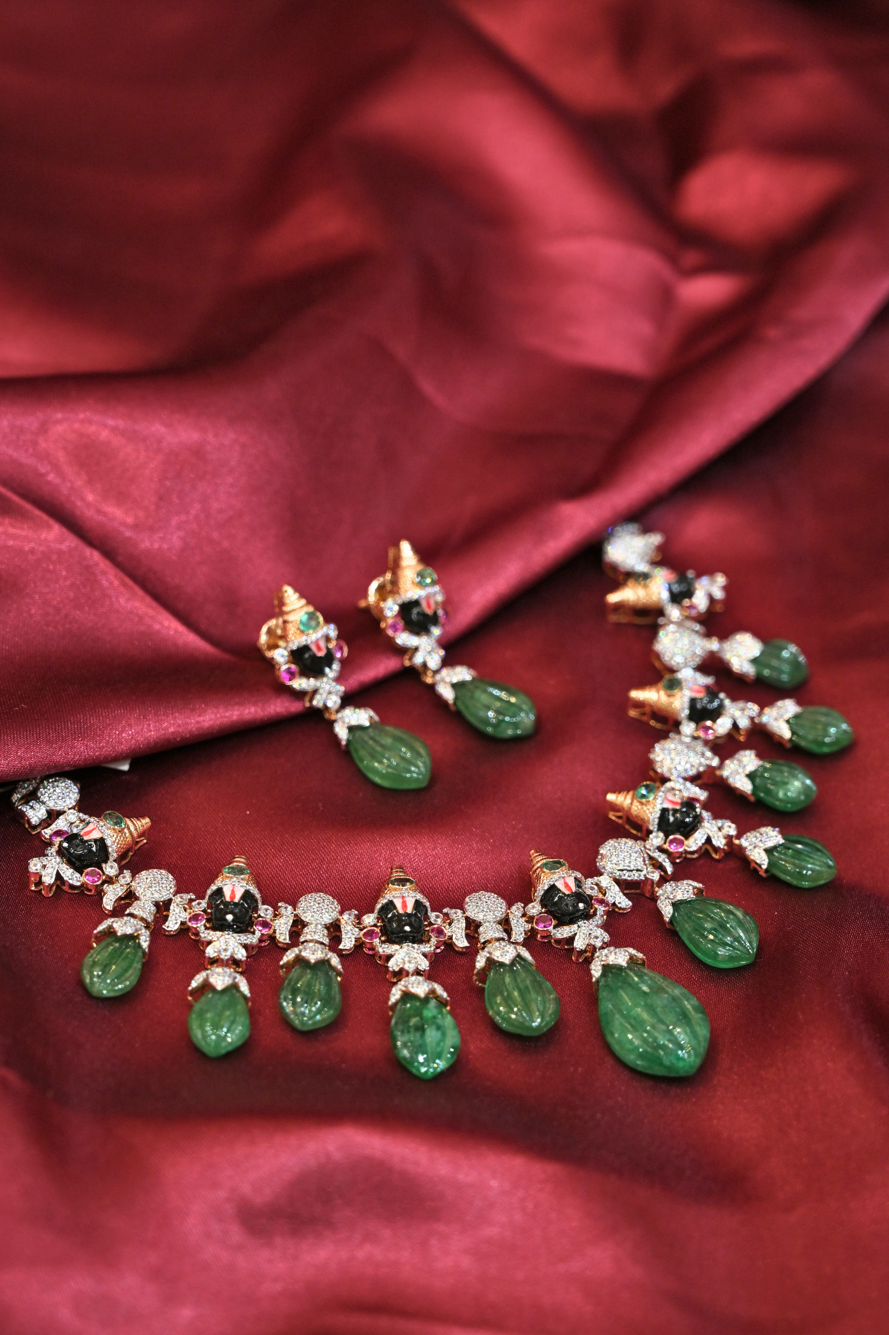 Emerald Drop Choker Set