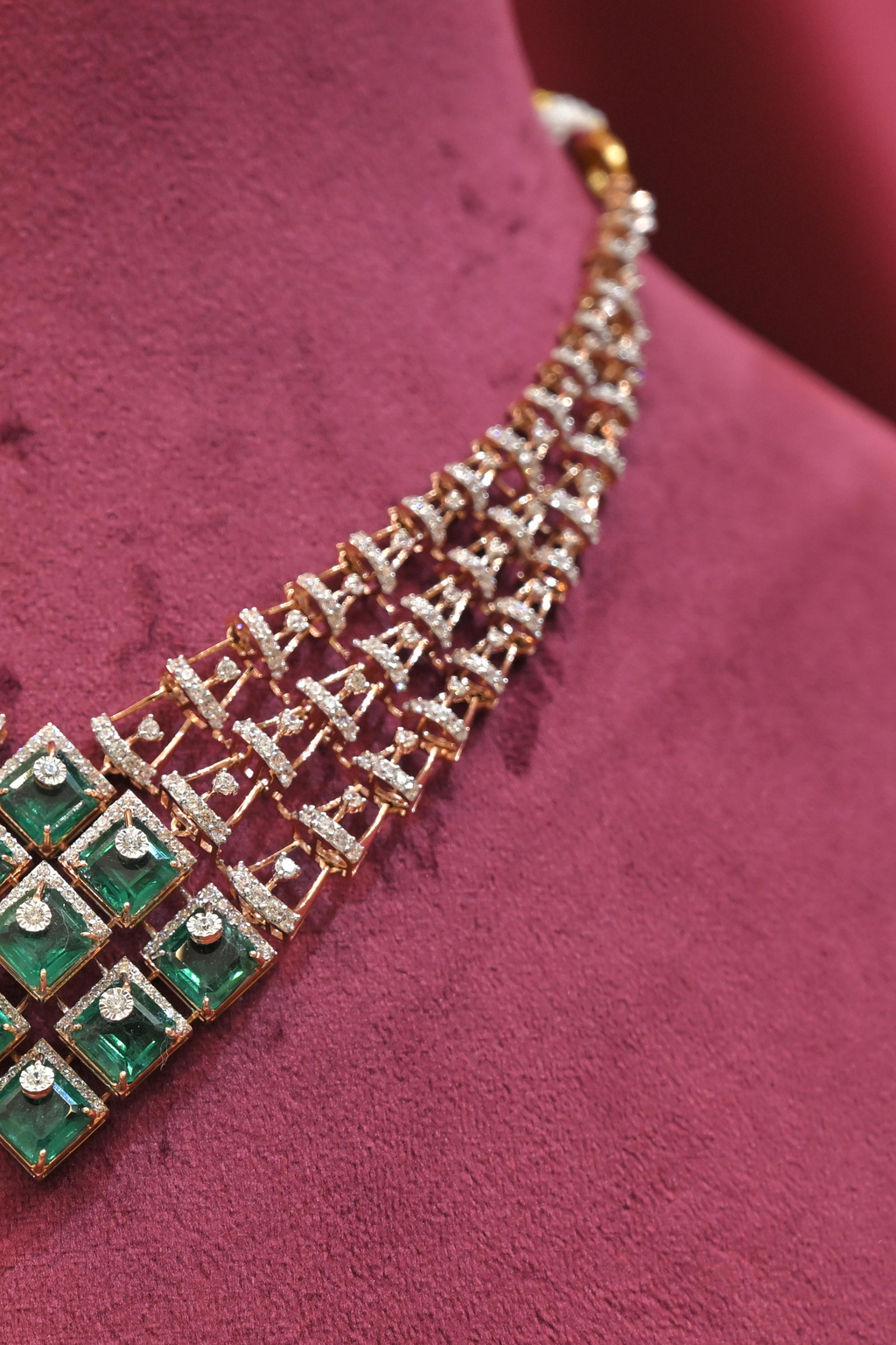 Emerald Geometric Diamond Necklace